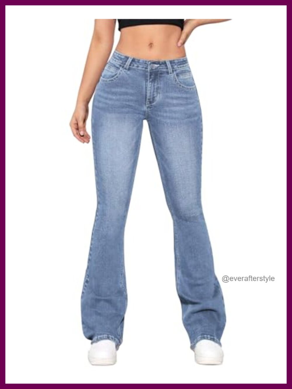 Low Rise Flared Stretch Denim Bell Bottom Jeans Womens Retro 70s Style